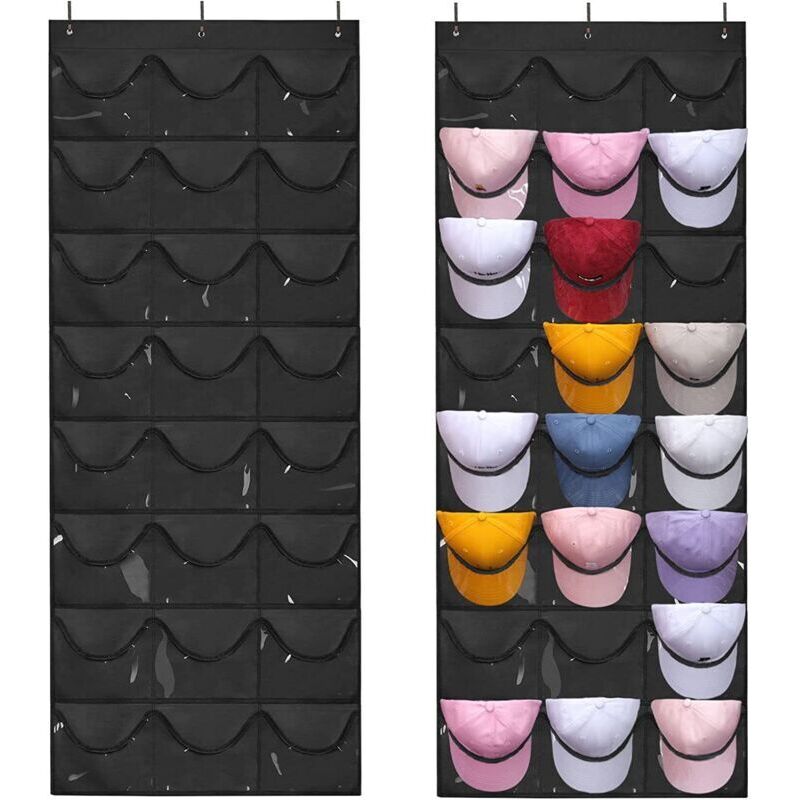 Porte Casquette, Porte-chapeaux de baseball à suspendre sur une porte Sac de Rangement pour Chapeaux avec 24 Poches,Support de Chapeau de Baseball