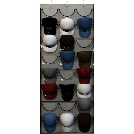 Porte-casquettes de baseball, organisateur de casquettes à 24 poches à suspendre à la porte, avec poches transparentes et profondes pour protéger