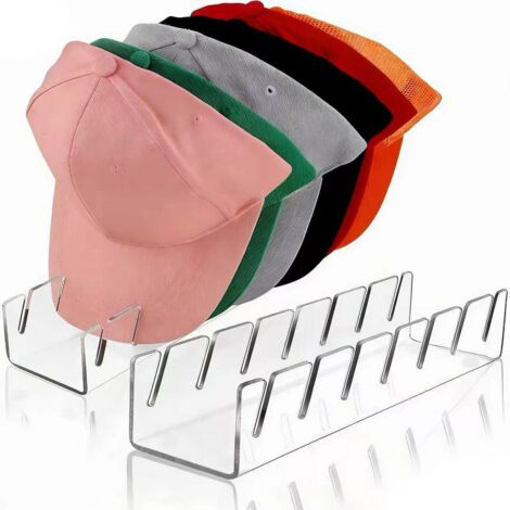 Porte-Casquettes - Support Acrylique Sans Installation Pour Casquettes De Baseball - Convient Aux Casquettes Plates Et Cowboy - 2 Pièces Pour 14 Casquettes - Transparent