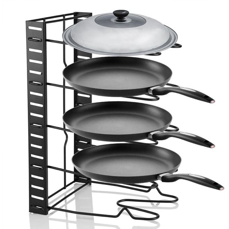 Porte casserole Porte-casseroles Organiseur de Poêles 5 Étagères Range couvercles a casserole pour tiroir, pour Les Ustensiles Poêles, Casseroles,