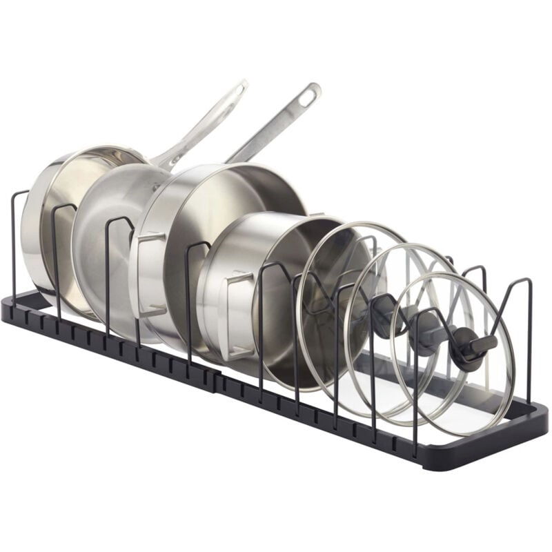 Porte-casseroles Placard Extensible Rangement Casseroles Cuisine Ajustable Range Poêles Organisateur de Poêle sous Évier Support pour Couvercles 10
