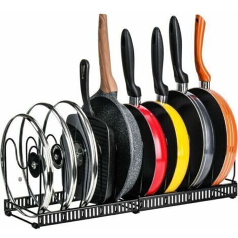 Porte-casseroles Support en Acier Inoxydable rangement cuisine avec 12 Compartiments Réglables Parfaite pour Les Ustensiles de