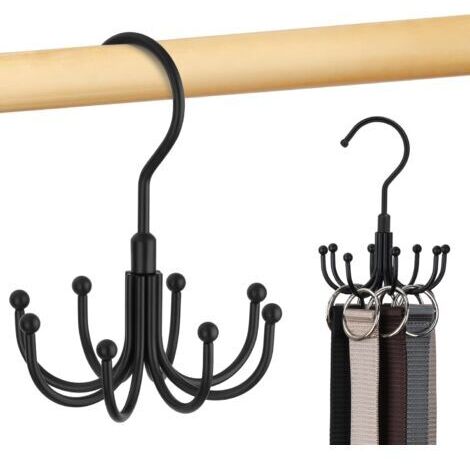 Porte Ceinture pour Placard, Rotatif en Métal, Gain De Place, Porte Cravate, Capacité Maximale De 24 Ceintures, Noir, 1 Unité