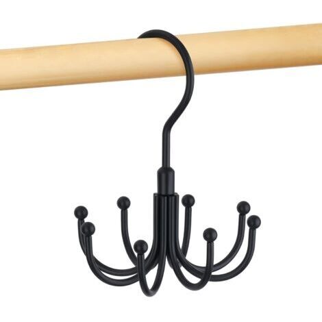 Porte Ceinture pour Placard, Rotatif en Métal, Gain De Place, Rangement Ceinture, Porte Cravate, Capacité Maximale De 24 Ceintures, Noir, 2 Unité