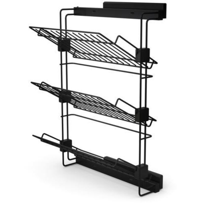 7112654 Porte chaussures latéral coulissant pour placards et dressing Hack, Droite, Peint en noir texturé, Acier. - Emuca
