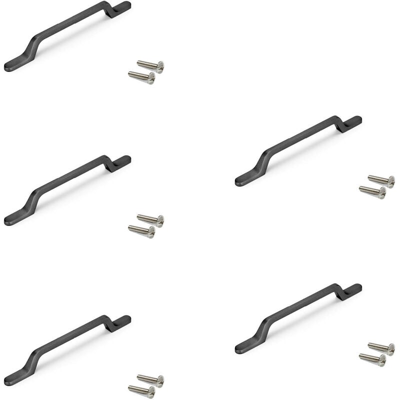 Lot de 5 poignées pour meubles Osaka, L192mm, entraxe 128mm, Aluminium, Gris foncé - Emuca