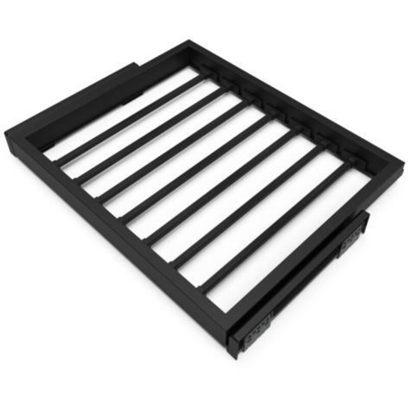 Emuca - 7029254 Kit de 7 tringles à pantalon et cadre coulissant à fermeture douce pour armoires, réglable, module 600mm, Noir te