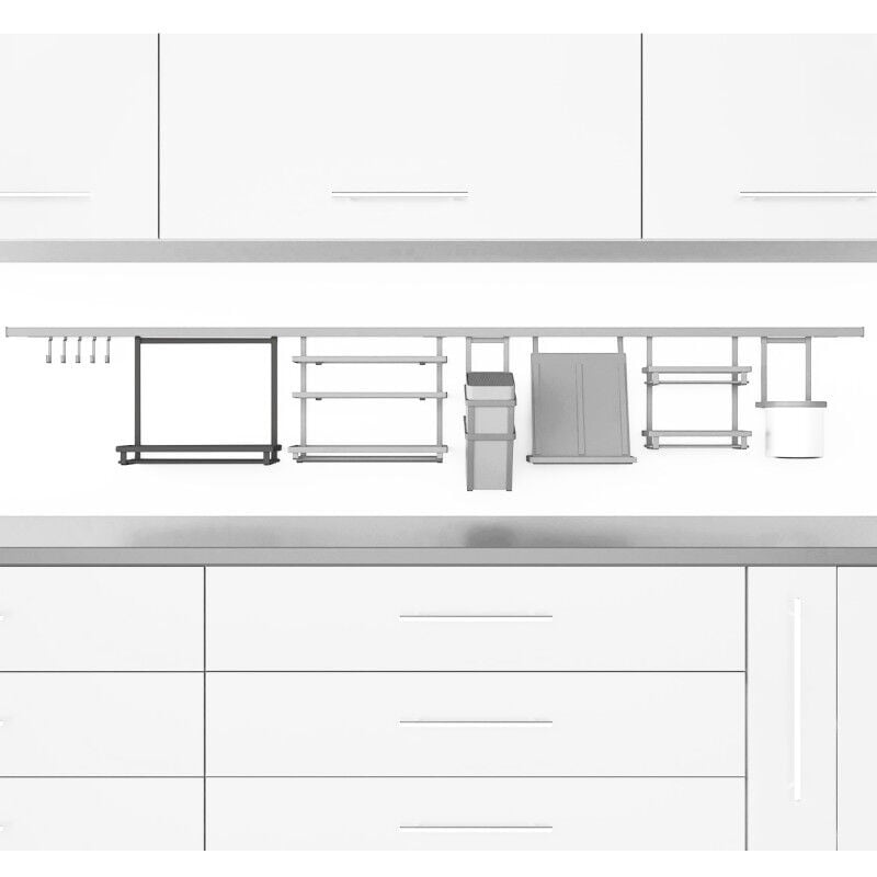 Emuca - 8965735 Lot de 5 crochets muraux Titane pour suspendre les accessoires de cuisine au mur Titane, acier, gris anthracite