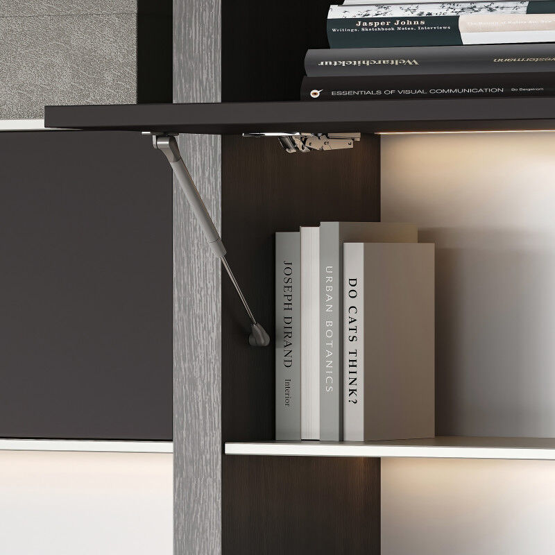 Emuca - 1261124 Piston de porte relevable Thin, diamètre 12mm, avec loquets, 5kg, acier et plastique, nickelé mat