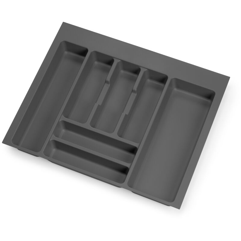 Emuca range-couverts Optima pour tiroir universel, module 600mm, Plastique, Gris antracite