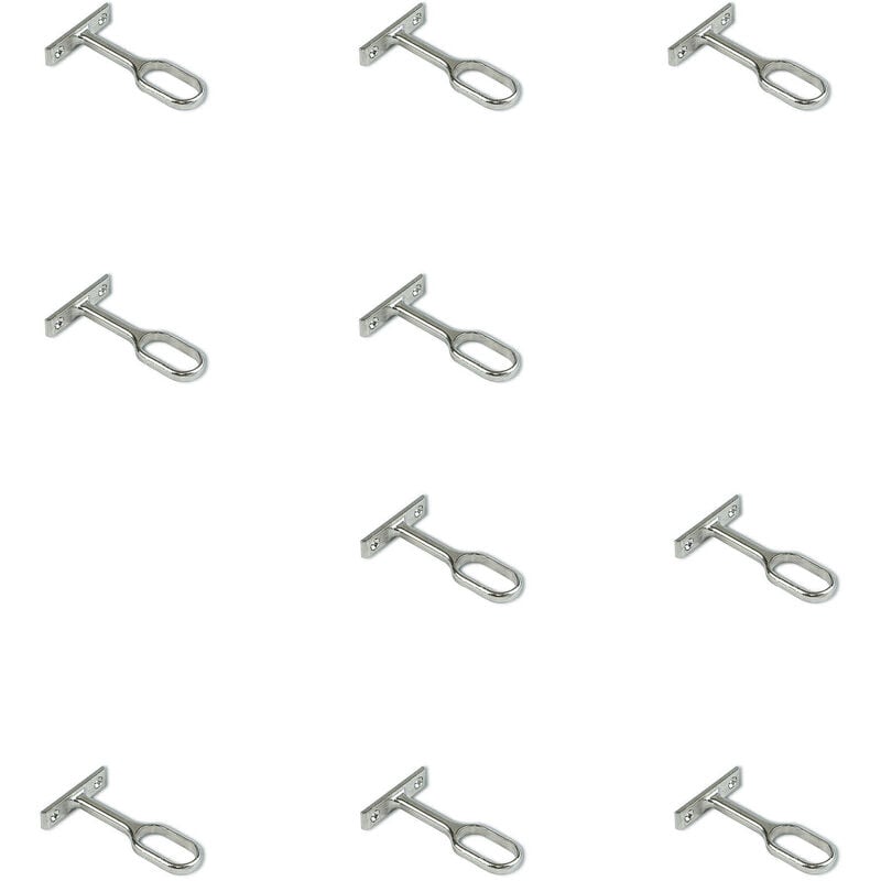 Emuca - Lot de 10 supports centraux pour rail de penderie, Zamak, Nickelé