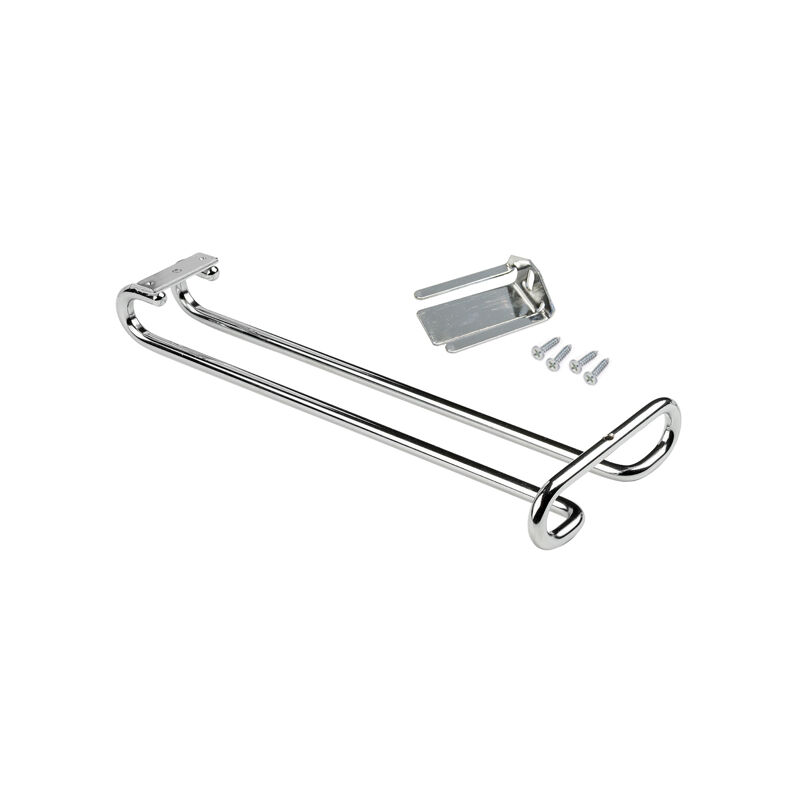 Emuca – Porte-verres à pied pour meubles – Longueur 280mm – Acier chromé – Installation facile sous étagères – Pour verres à vin et flûtes