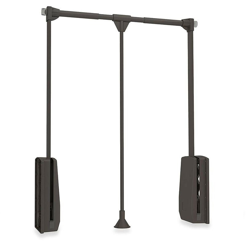 Emuca - Penderie rabattable pour armoire, réglable 600 - 830 mm, jusqu'à 12 kg, Acier, Couleur moka