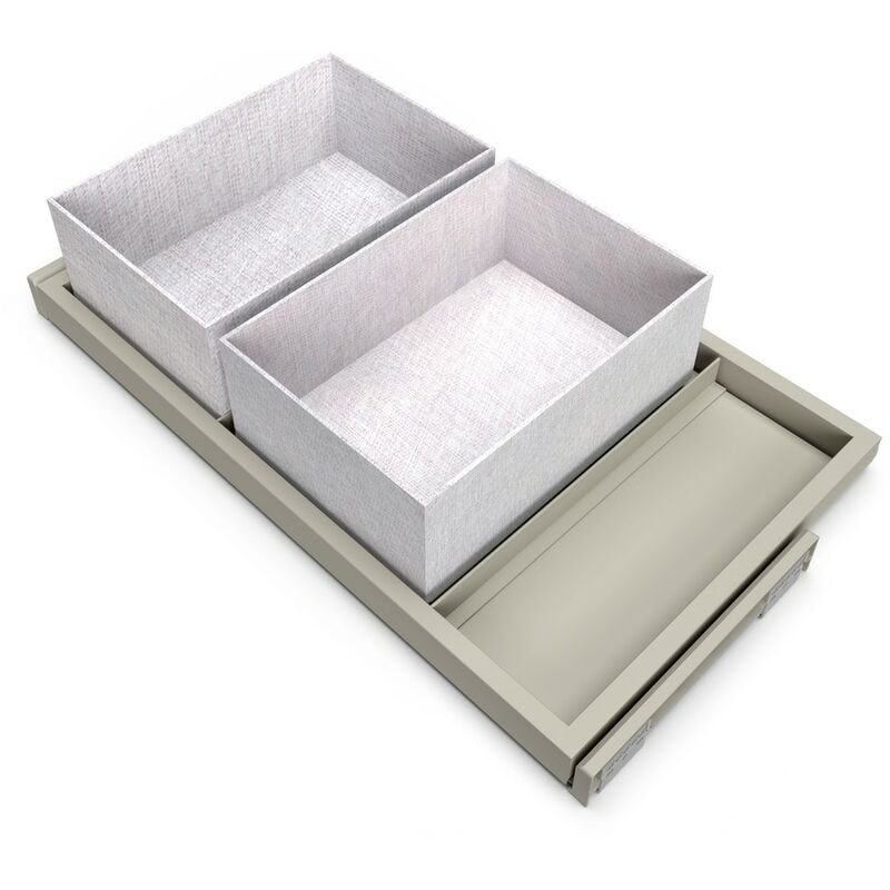 Emuca - Kit de plateau- 2 paniers d'organisation et cadre de roulement soft close pour armoires- réglable- Gris pierre