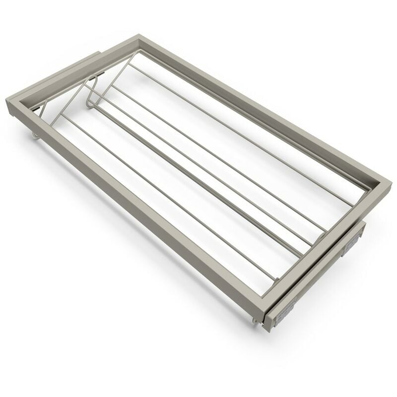 Emuca - Penderie rabattable pour armoire Hang- 450 - 600- Peint gris pierre- Acier et Plastique