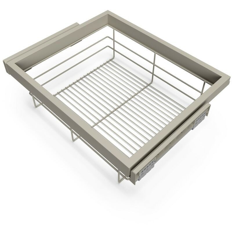 Emuca - Kit de panier et cadre coulissant - fermeture souple pour armoire- réglable- module 600mm- Gris pierre