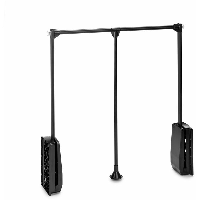 Emuca - Penderie rabattable pour armoire Hang, 832 - 1150 mm, Peint en noir