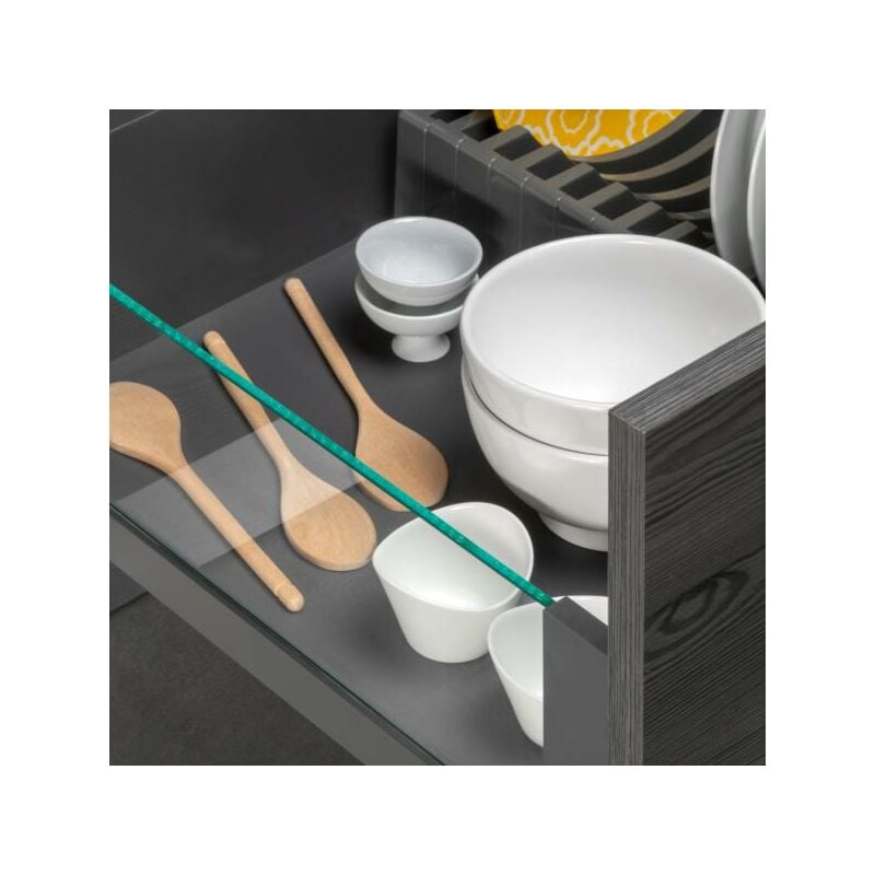 Emuca - Tiroir Extérieur Vertex 40kg côtés en verre 178mm de haut, 450mm de profondeur, Acier & Aluminium et Verre, Gris Anthracite - talla