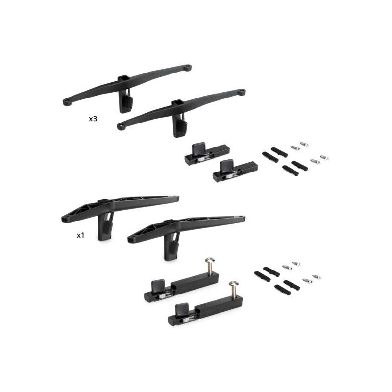 Emuca - Kit de fixation pour 3 étagères en bois et 1 module pour structure Zero, Zamak, Peint en noir texturé - talla