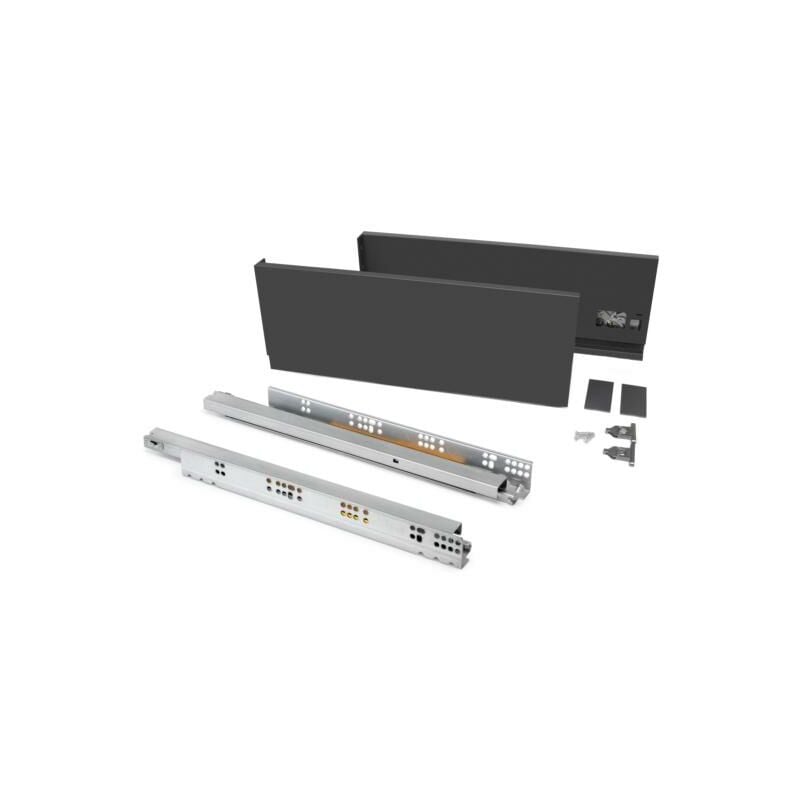 Emuca - Tiroir extérieur Vertex 60kg hauteur 131mm, profondeur 500mm, acier, Gris antracite - talla