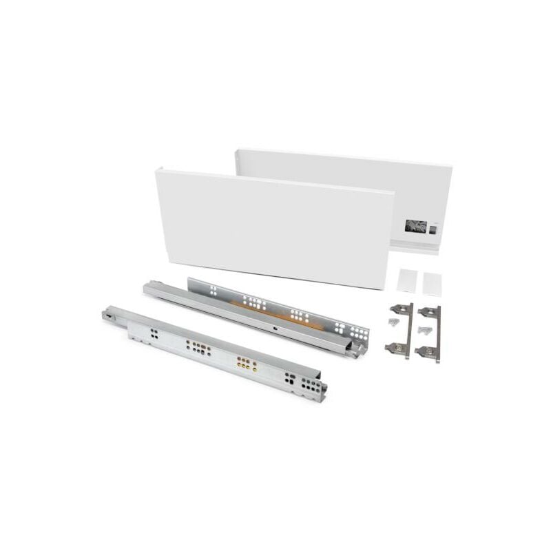 Emuca - Tiroir extérieur Vertex 60kg hauteur 178mm, profondeur 500mm, acier, peint en blanc - talla