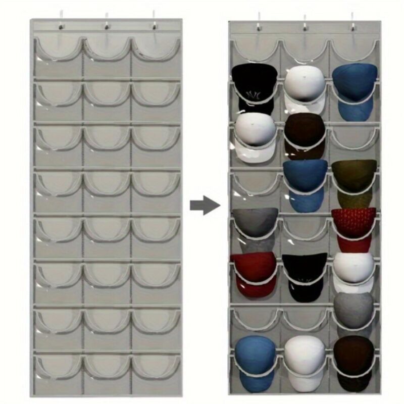 Porte chapeaux à 24 poches pour casquettes de baseball, casquettes de baseball, support de rangement pour placard mural
