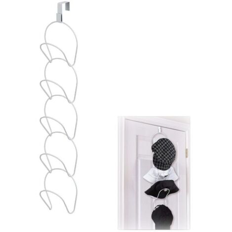 Porte-Chapeaux Anneaux Métal Porte-Casquettes Multicouche Porte-Manteaux Monté sur Porte avec 1 Crochet de Porte pour Casquettes de Baseball Serviettes Écharpes (Blanc)