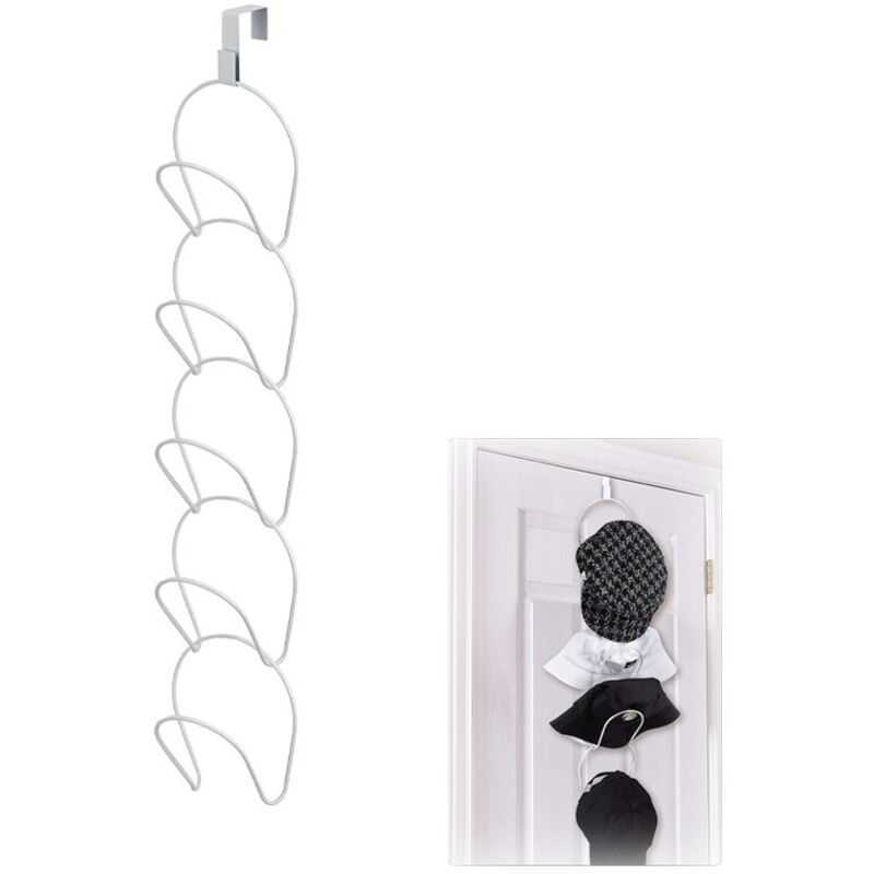 Porte-Chapeaux Anneaux Métal Porte-Casquettes Multicouche Porte-Manteaux Monté sur Porte avec 1 Crochet de Porte pour Casquettes de Baseball