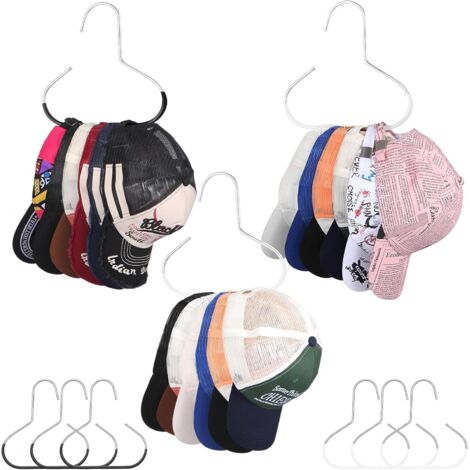 Porte-Chapeaux - Porte-Casquettes en Métal pour Armoire - Support de Rangement pour Casquettes Baseball, Ceintures, Écharpes et Accessoires - Lot de 6