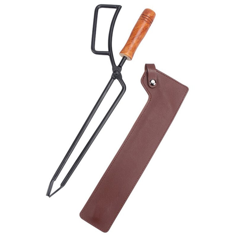 Fitags - Porte-charbon avec étui, pince à barbecue multifonctionnelle en métal, pince à barbecue ergonomique en fibre de carbone avec longues