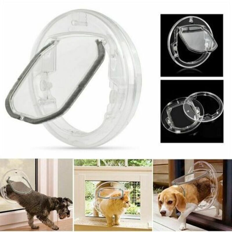 Porte chatière pour chats chiens animal de compagnie, grande porte chatière pour fenêtres portes coulissantes en verre avec 4 possibilités de
