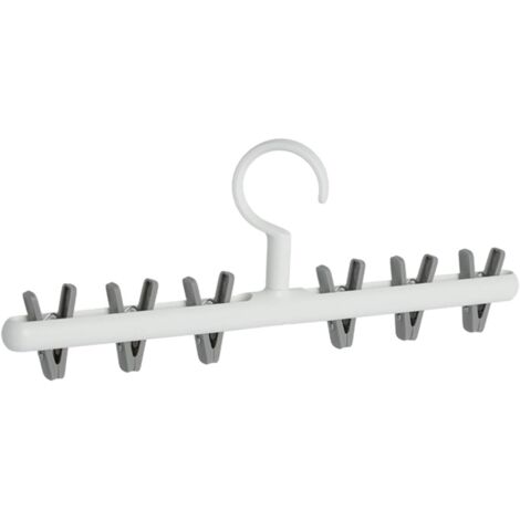 Porte-chaussettes rotatif à 360° avec 6 clips détachables (gris blanc)