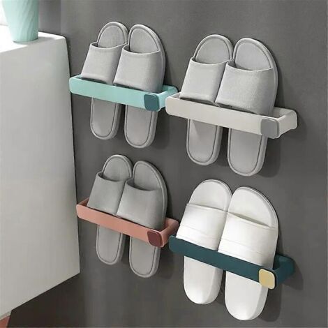 Porte-chaussons mural pour salle de bain, sans perçage, rose