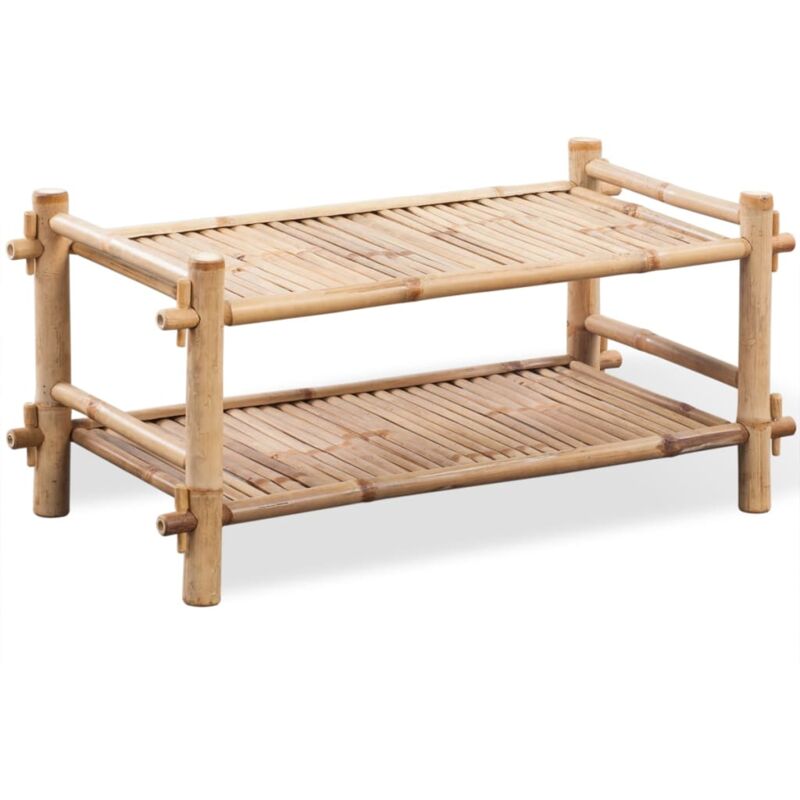 Tagère à chaussures 2 niveaux Bambou Vidaxl