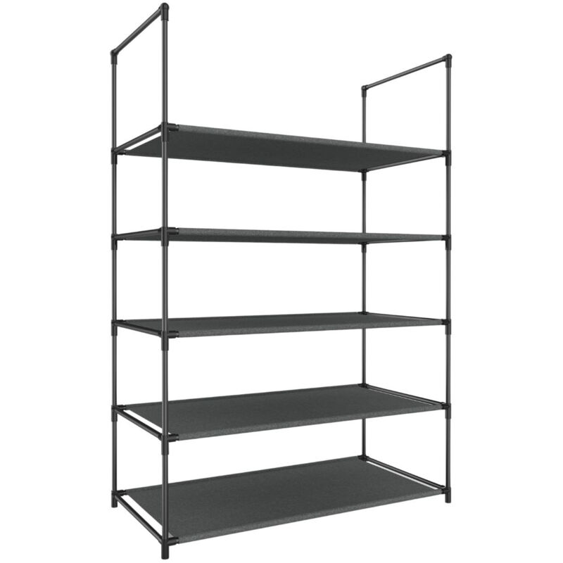 Thinia Home - Porte-chaussures argenté métallique avec 5 étagères 60x30x90cm