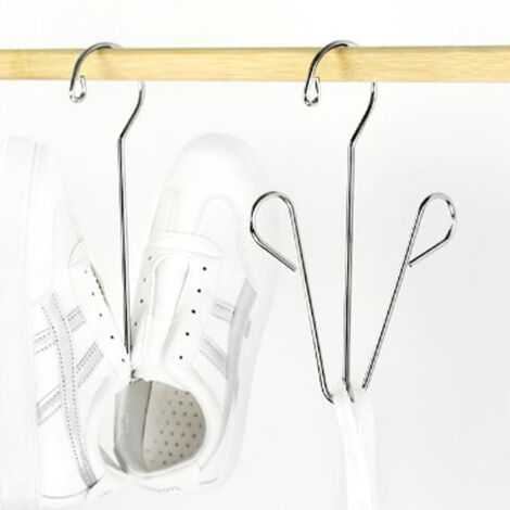 Porte-chaussures Double Crochet Inox 5 Pièces - Organisateur de Stockage Gain de Place pour Maison Dormitories