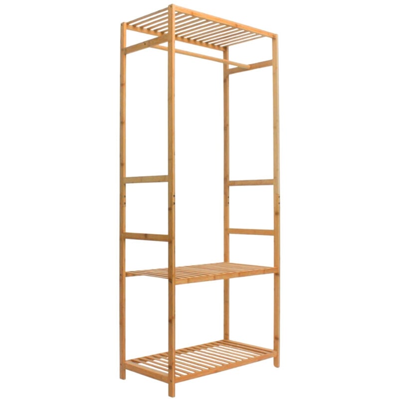 Porte-chaussures en bambou avec étagère 160x68x35cm 7house