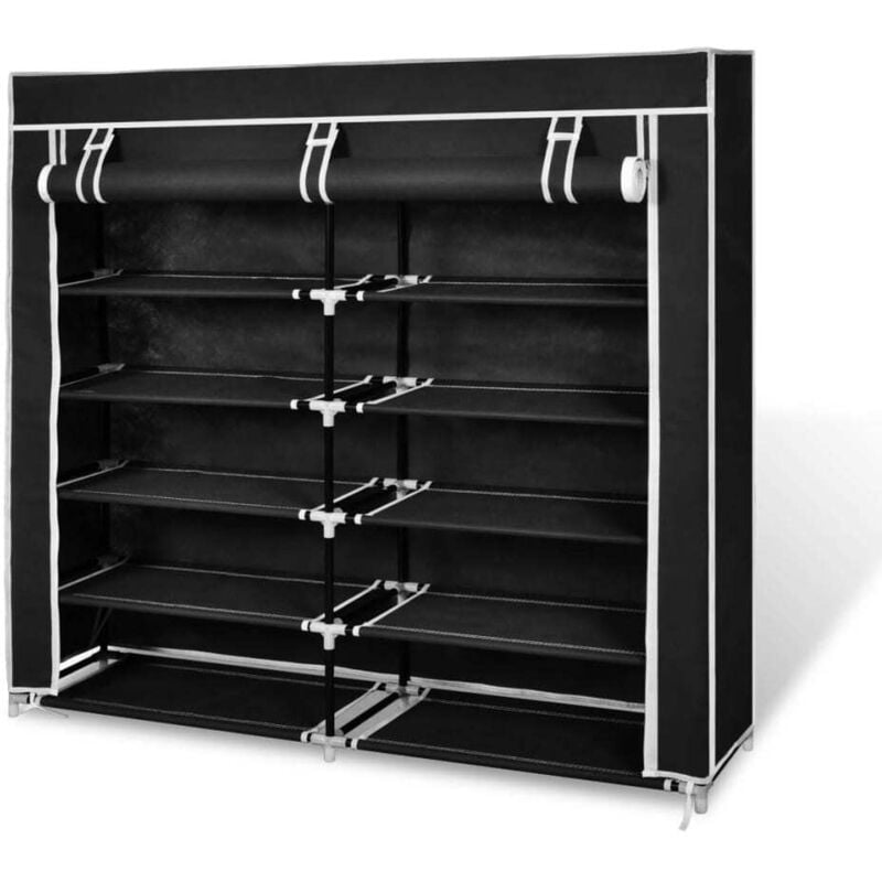 Vidaxl - Armoire à chaussures avec housse 115 x 28 x 110cm Tissu Noir