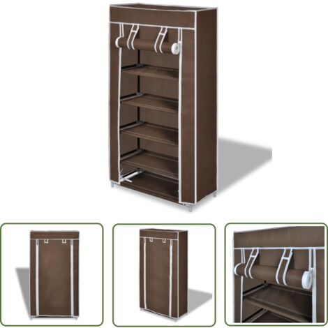 Porte-chaussures étagères 58 x 28 x 106 cm Brun - Meuble À Chaussures - Rangement Chaussures - Porte-chaussures - Étagère À Chaussures - Meuble Entrée