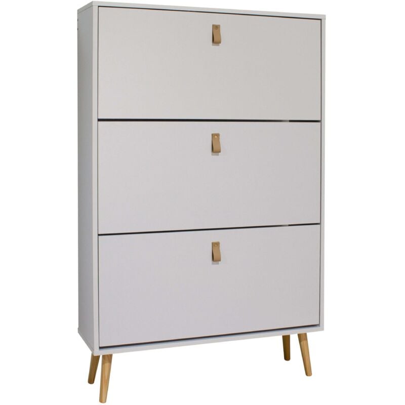 Porte-chaussures haut blanc 3 portes Anzio Modern Style Hall d'entrée Meubles de couloir 129x80x24 Cm