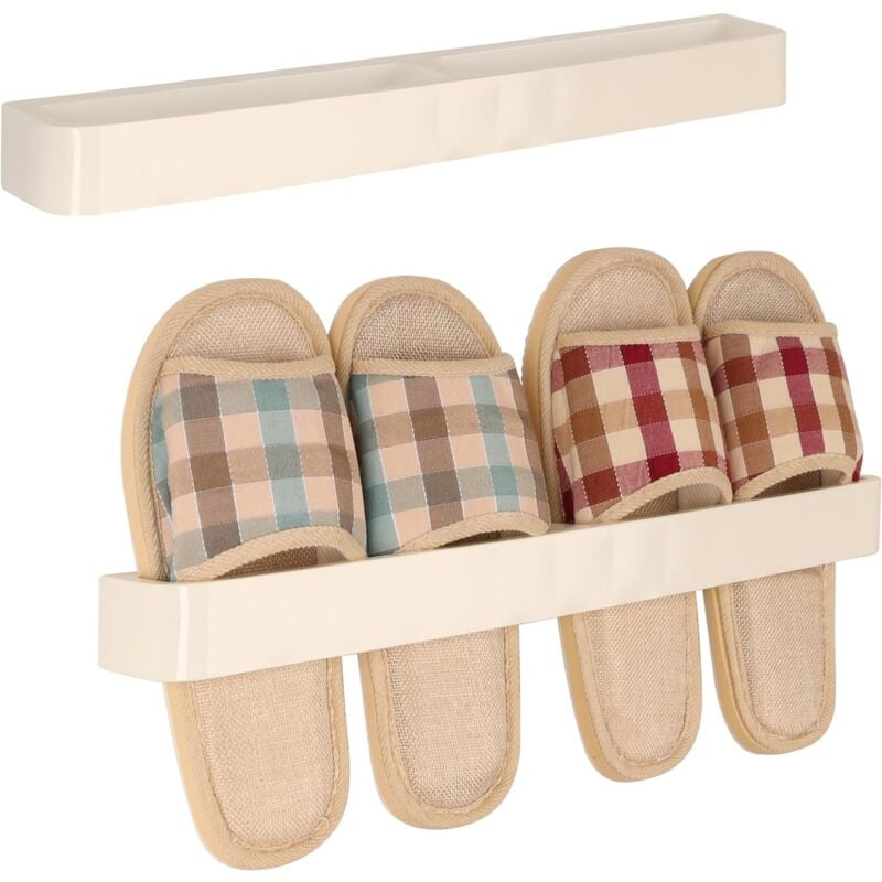 Kinsi - Porte-chaussures Mural Beige - Support de Rangement en Plastique à Accrocher sur la Porte pour Chaussures et Pantoufles