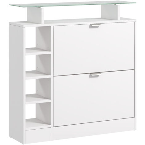 Porte-chaussures tiroirs pliables étagères réglables ouvertes pour 12 paires, 89x25x92 cm, blanc
