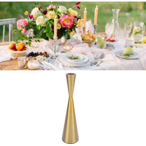 Porte-cierge géométrique en aluminium doré pour bougie de 3cm Dimensions 6 x 23cm Élégant et vintage Candle Holder Decorative