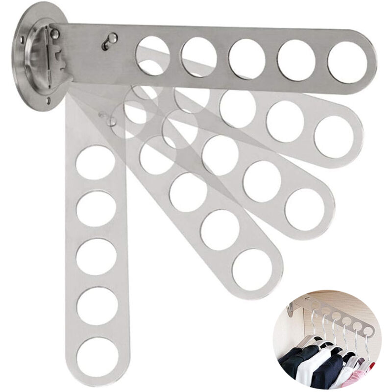 Csparkv - Porte Cintre Mural Crochet Vêtements Porte-Manteau Pliant Cintres Porte-Vêtements en Acier Inoxydable Patère Crochet Mural pour Balcons et