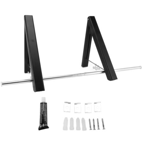 Porte-cintre Rétractable, Tige de Séchage Suspendue Design encastré Pliable Mural Gain de Place pour Salle de Bain pour Chambre (Le noir).