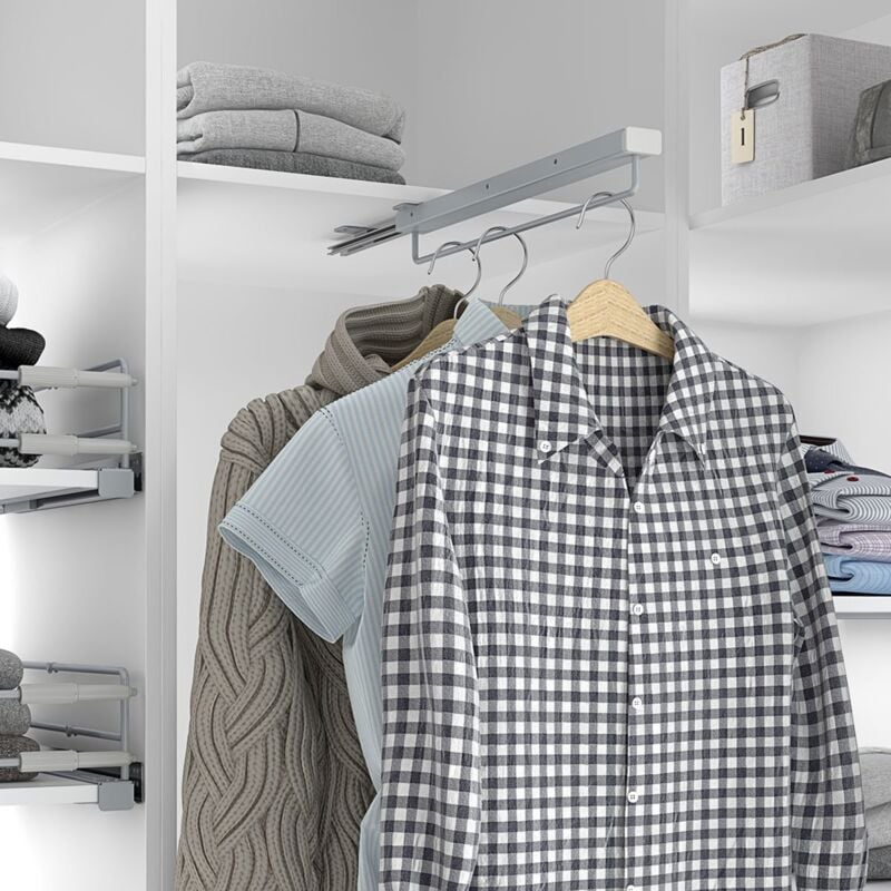 Menage Confort - Support Cintre Amovible 290L R.420740 - Support à extraction totale pour cintres Argent Mat