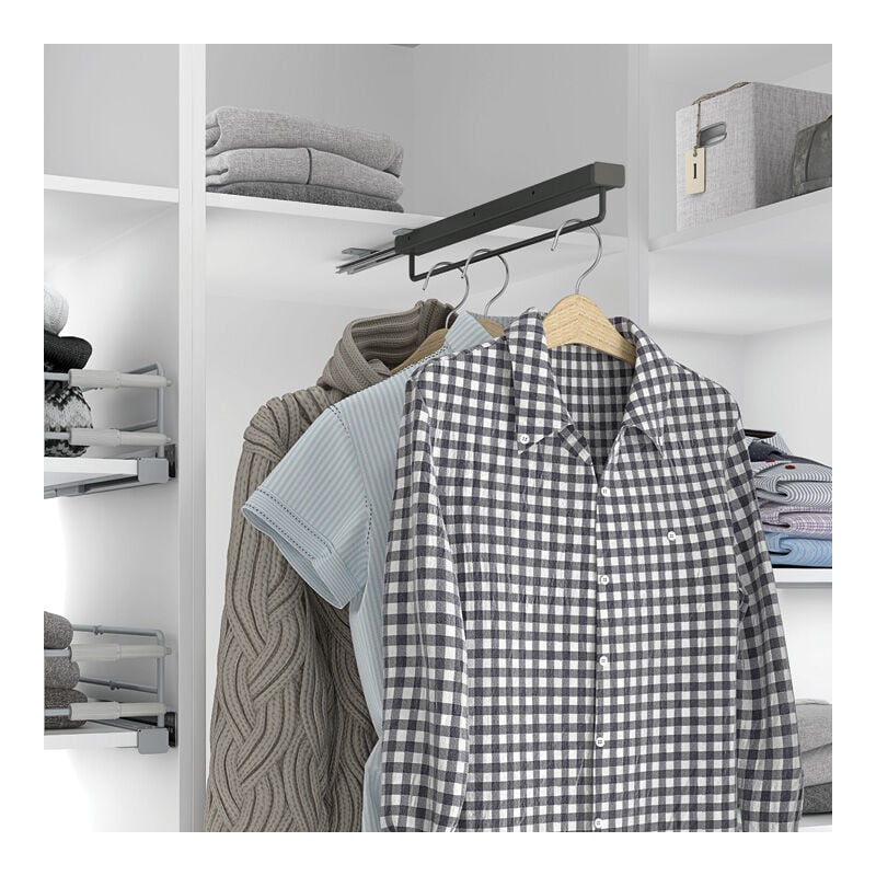 Porte cintres coulissant - Longueur : 360 mm - Pour caisson de profondeur mini : 370 mm - menage&confort