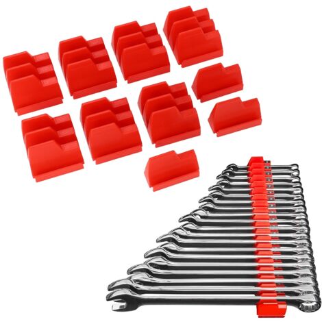 Porte-Clé Professionnel Modulaire Rouge ABS 44.5x6cm Holds 23 Wrenches Antidérapant Space Saving Organizer for Storage