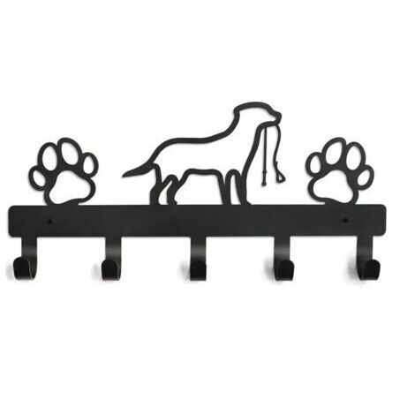 Porte Clef Mural, Porte Clé Mural, Boite a Clefs Murale Decorative, Porte-clés Mural Avec 5 Crochets en Fer Forgé Chien Porte-clés en Métal Crochet à Clés Ornement dart en Métal (Noir)