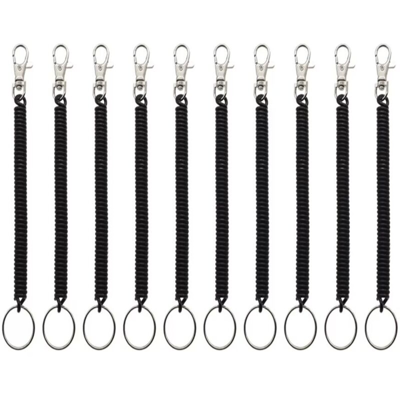 Porte-Clés à Ressorts à Spirale,10 Pack Extensible Porte-clés en Plastique Coloré Cordons de Pêche Rétractable Sangle en Spirale d'attache pour Clés